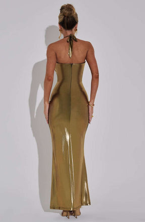 Chrishelle Maxi Dress - Gold Ryvelle