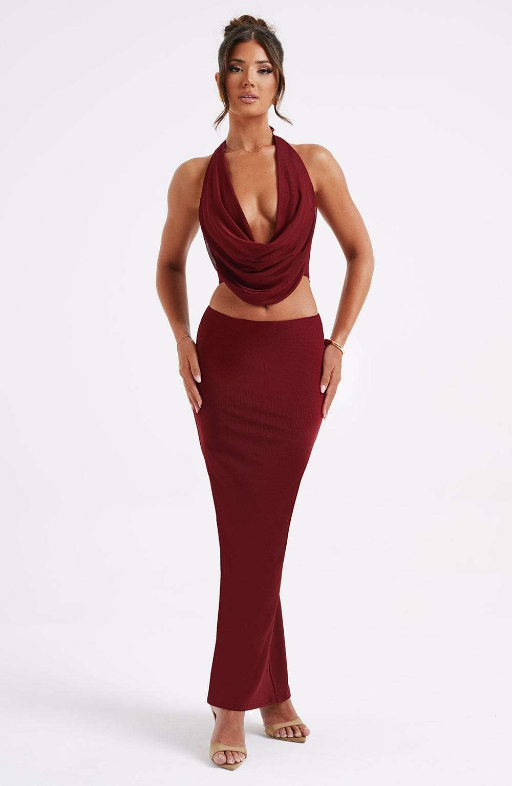 Chrishelle Maxi Skirt - Burgundy Ryvelle