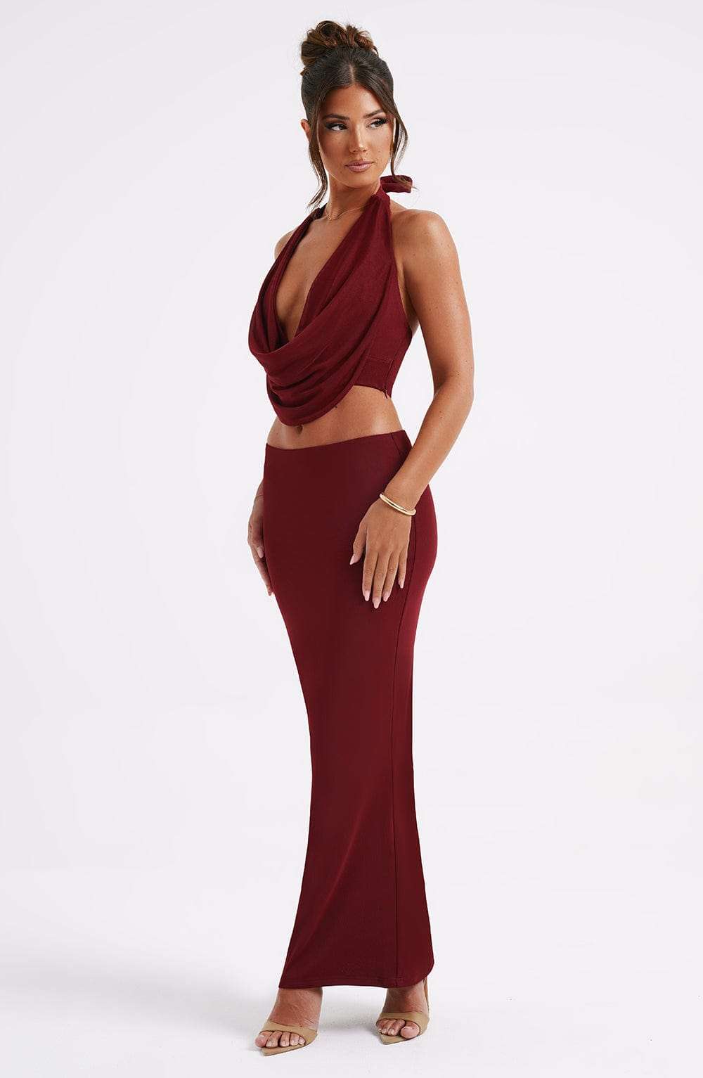 Chrishelle Maxi Skirt - Burgundy Ryvelle