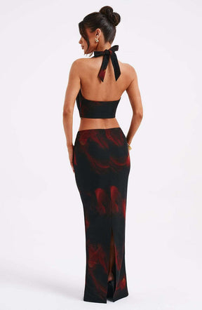Chrishelle Maxi Skirt - Fire Print Ryvelle