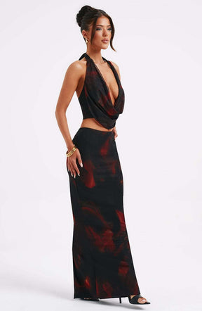 Chrishelle Maxi Skirt - Fire Print Ryvelle