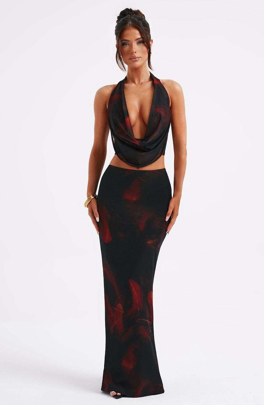 Chrishelle Maxi Skirt - Fire Print Ryvelle
