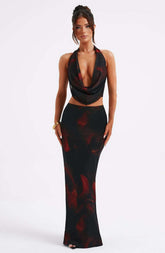 Chrishelle Maxi Skirt - Fire Print Ryvelle