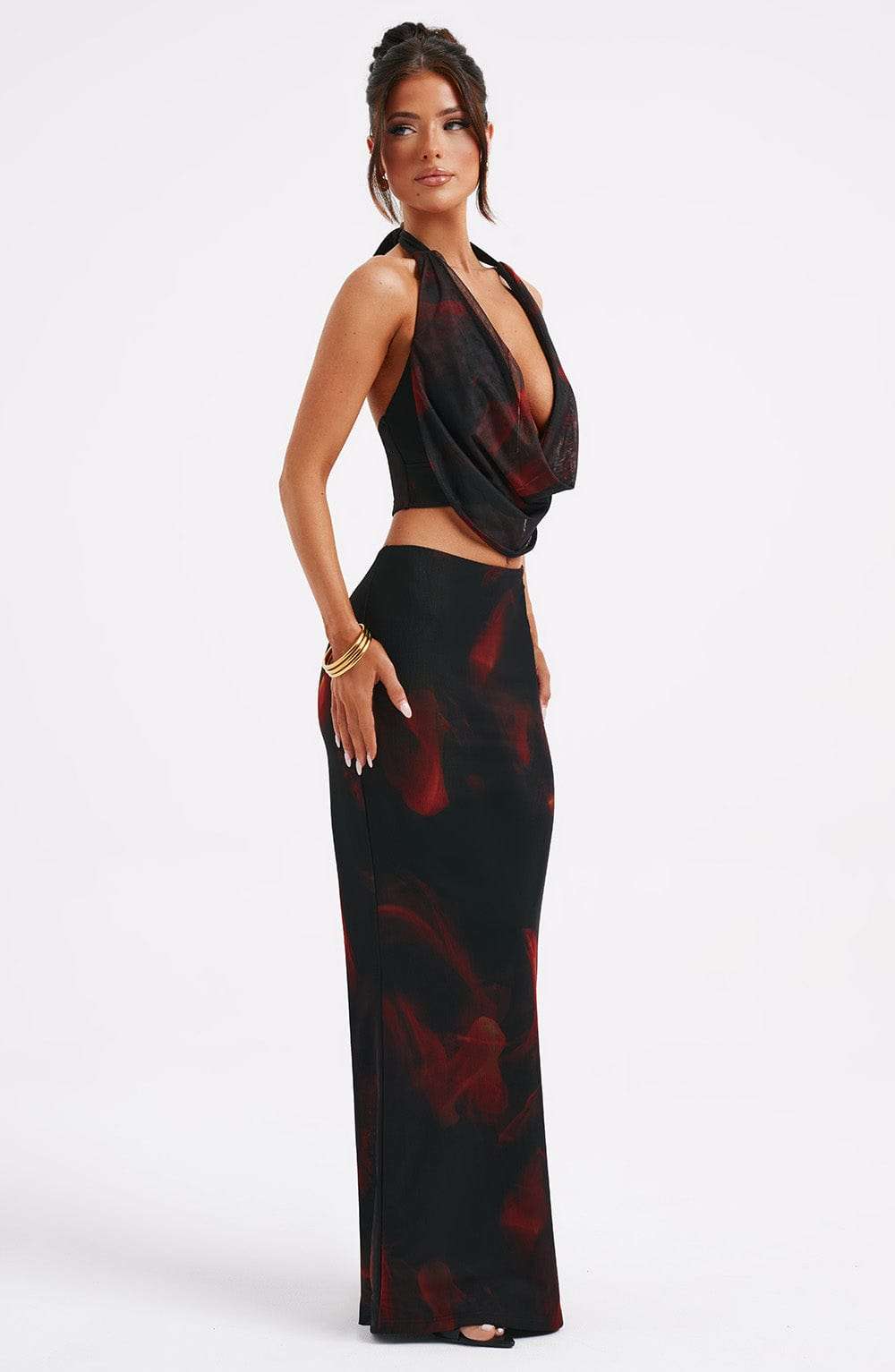 Chrishelle Maxi Skirt - Fire Print Ryvelle