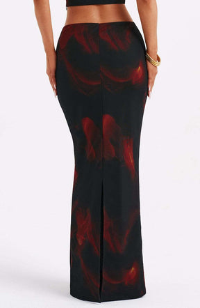 Chrishelle Maxi Skirt - Fire Print Ryvelle