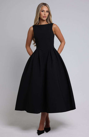 Clarabella Midi Dress - Black Ryvelle