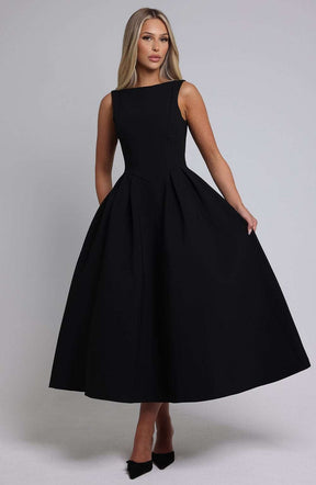 Clarabella Midi Dress - Black Ryvelle
