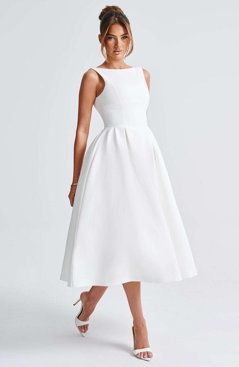Clarabella Midi Dress - Ivory Ryvelle