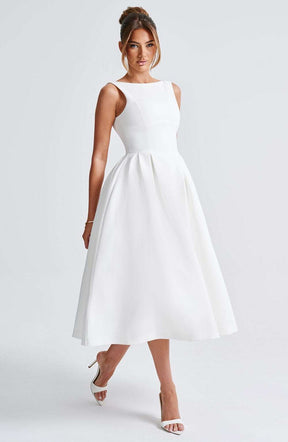 Clarabella Midi Dress - Ivory Ryvelle