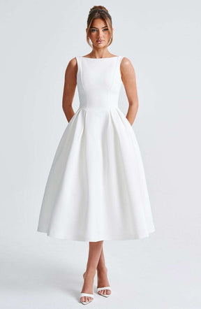 Clarabella Midi Dress - Ivory Ryvelle
