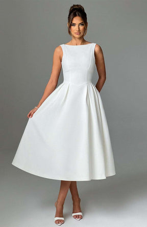 Clarabella Midi Dress - Ivory Ryvelle