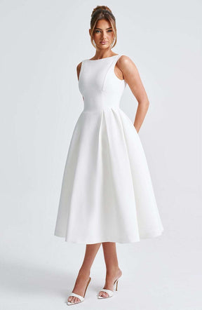 Clarabella Midi Dress - Ivory Ryvelle