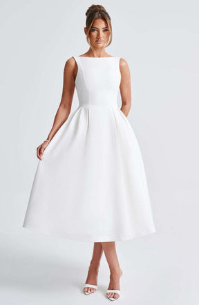 Clarabella Midi Dress - Ivory Ryvelle