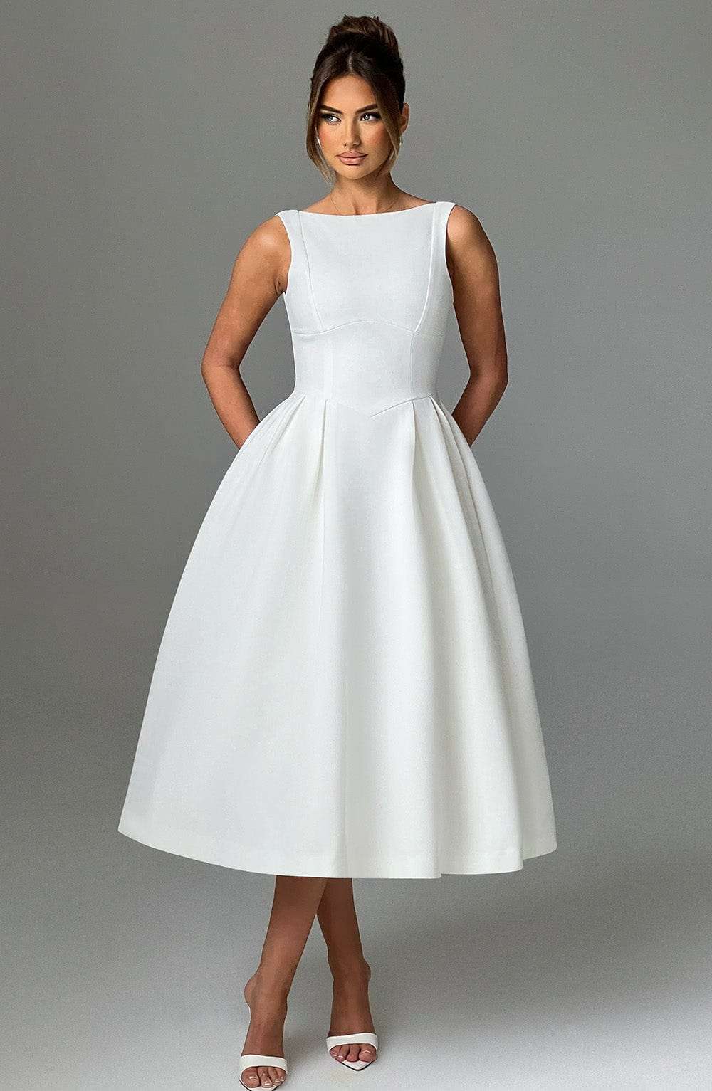 Clarabella Midi Dress - Ivory Ryvelle