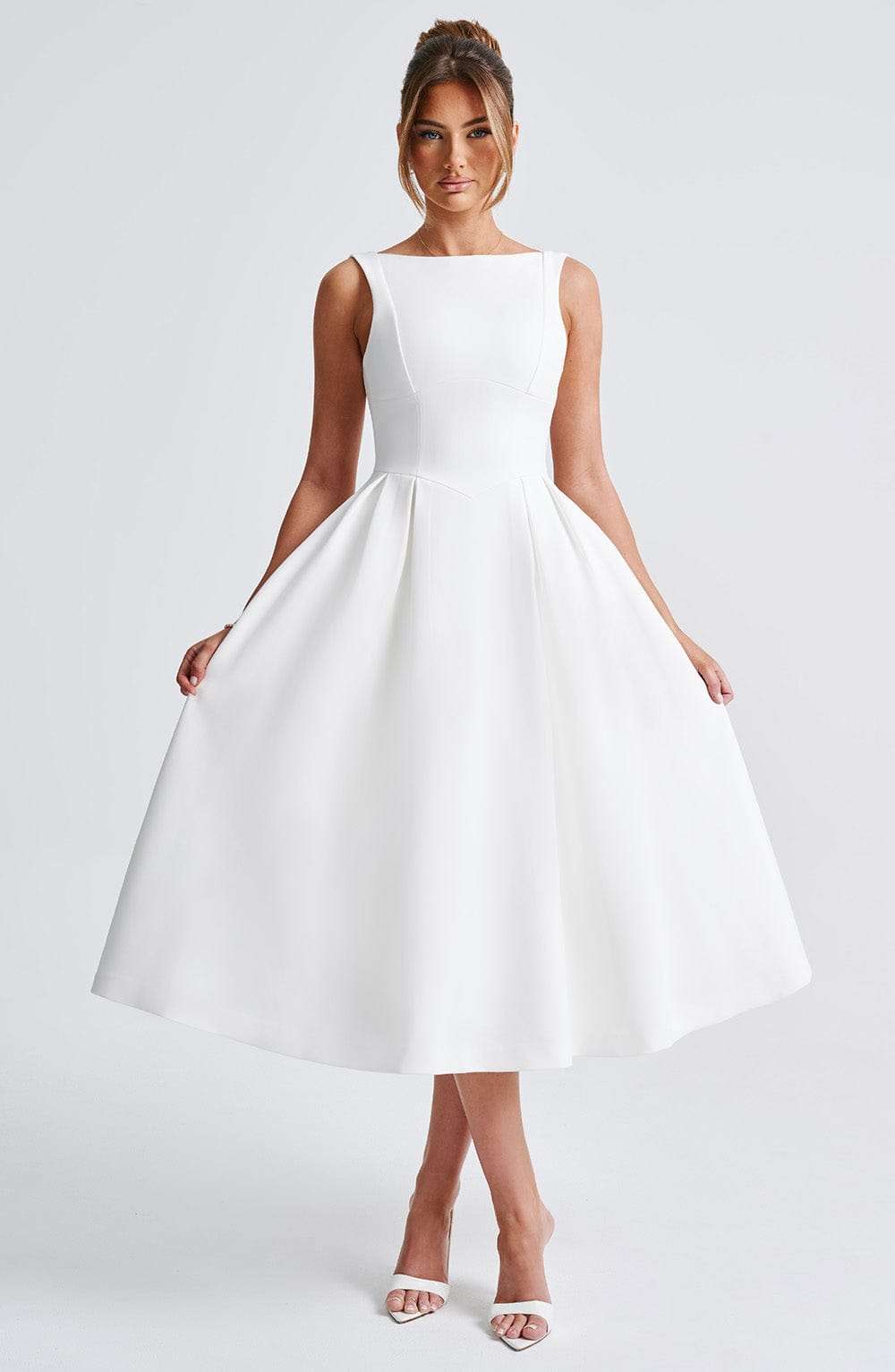 Clarabella Midi Dress - Ivory Ryvelle
