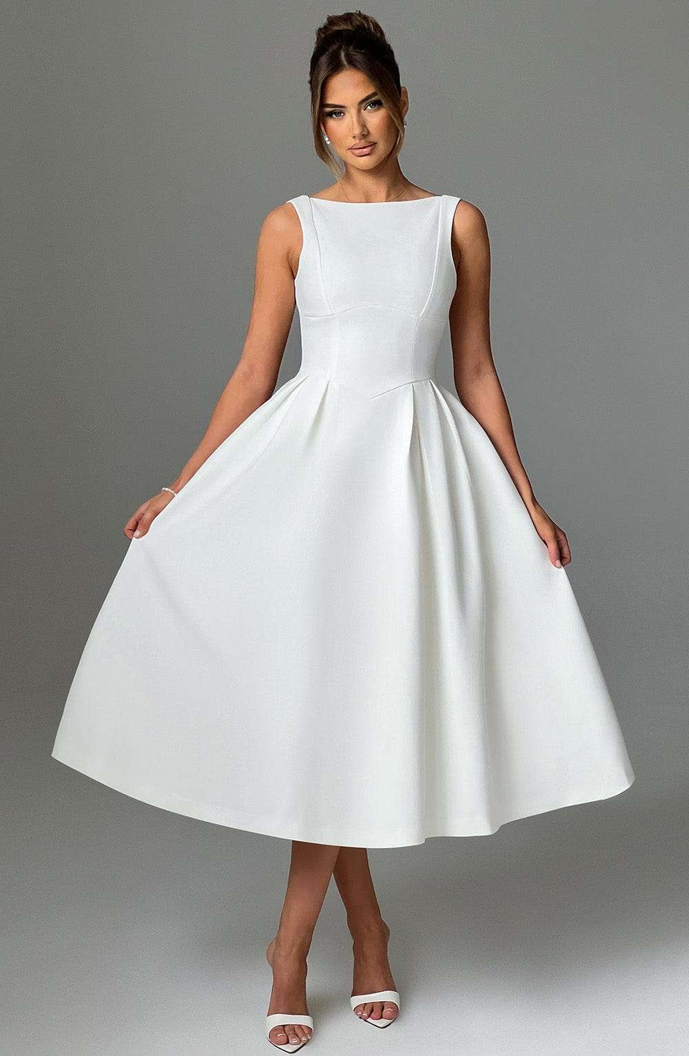 Clarabella Midi Dress - Ivory Ryvelle