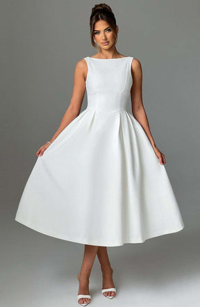 Clarabella Midi Dress - Ivory Ryvelle
