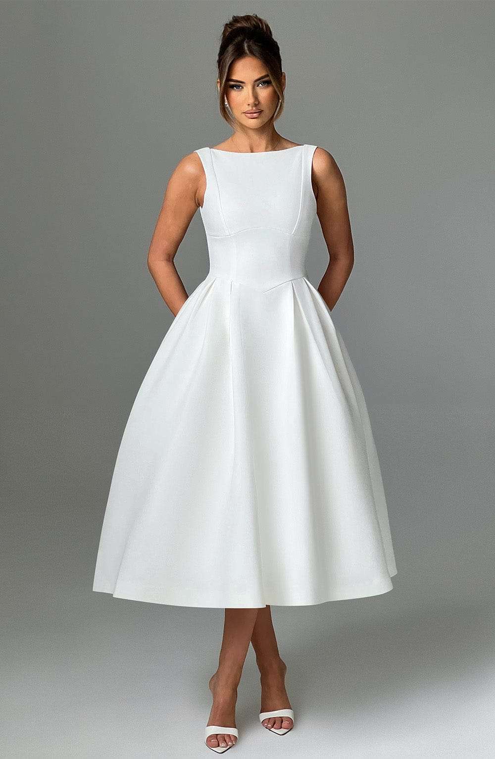 Clarabella Midi Dress - Ivory Ryvelle
