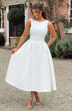 Clarabella Midi Dress - Ivory Ryvelle
