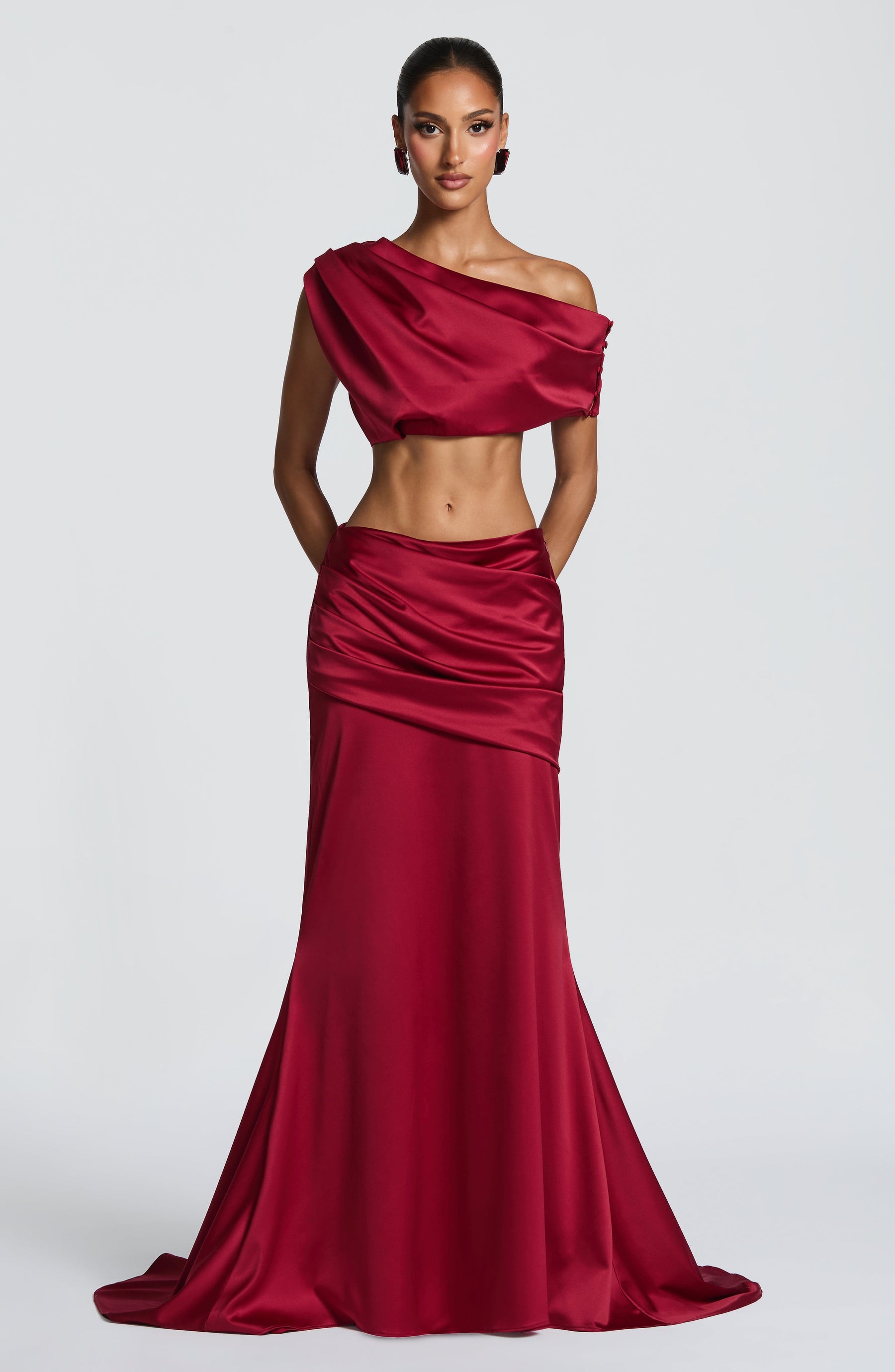 Claudette Maxi Skirt - Burgundy Ryvelle