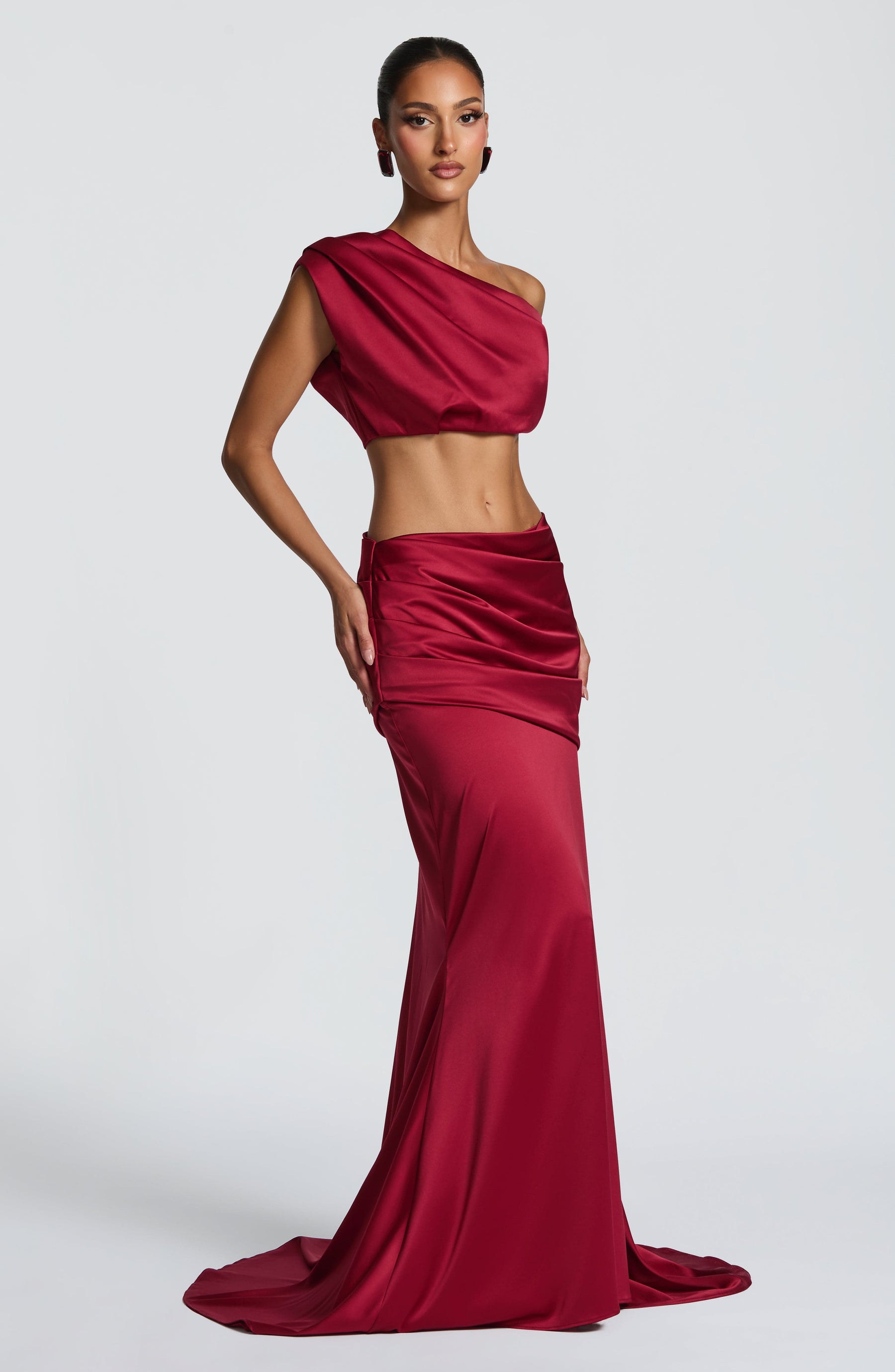 Claudette Maxi Skirt - Burgundy Ryvelle