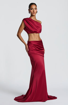 Claudette Maxi Skirt - Burgundy Ryvelle
