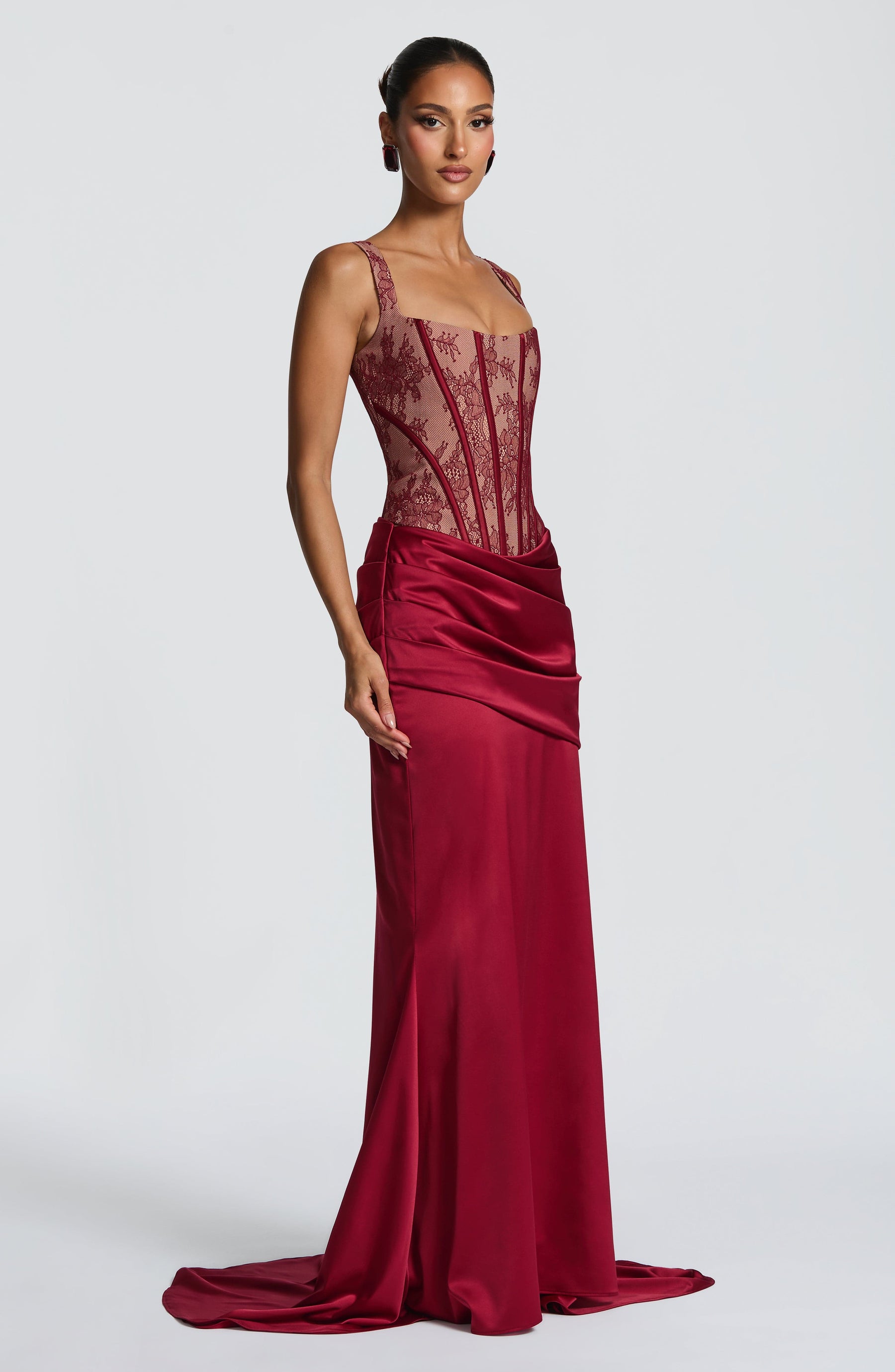 Claudette Maxi Skirt - Burgundy Ryvelle