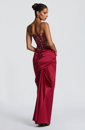 Claudette Maxi Skirt - Burgundy Ryvelle