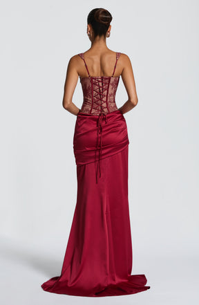Claudette Maxi Skirt - Burgundy Ryvelle