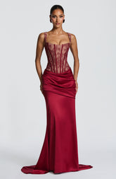 Claudette Maxi Skirt - Burgundy Ryvelle