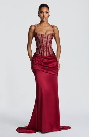 Claudette Maxi Skirt - Burgundy Ryvelle