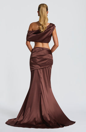 Claudette Maxi Skirt - Plum Brown Ryvelle