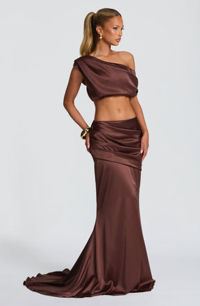 Claudette Maxi Skirt - Plum Brown Ryvelle
