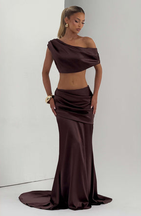 Claudette Maxi Skirt - Plum Brown Ryvelle