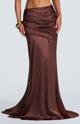 Claudette Maxi Skirt - Plum Brown Ryvelle