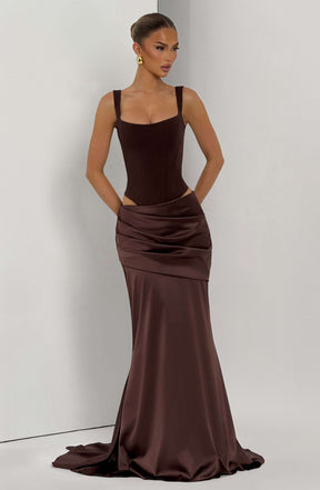 Claudette Maxi Skirt - Plum Brown Ryvelle