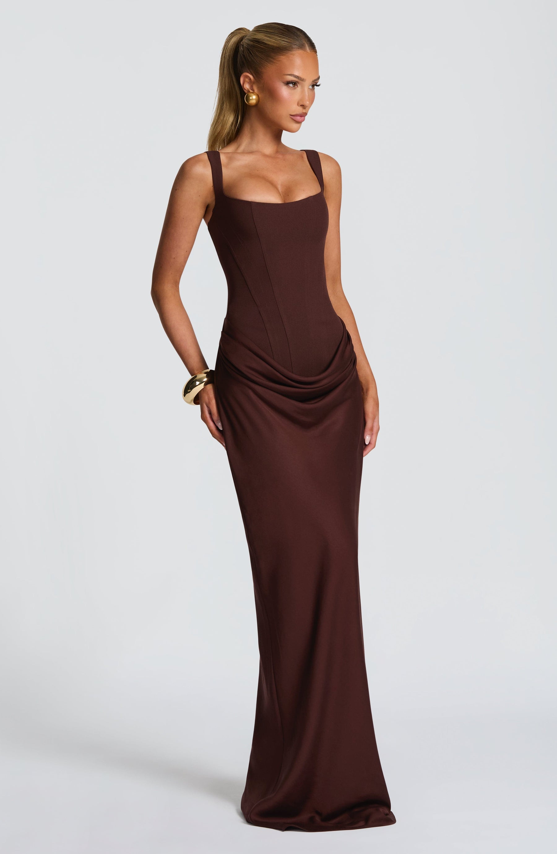 Cornelia Maxi Dress - Plum Brown Ryvelle