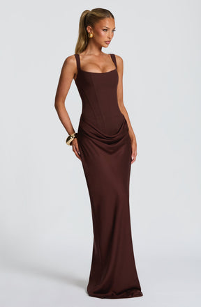 Cornelia Maxi Dress - Plum Brown Ryvelle