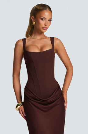Cornelia Maxi Dress - Plum Brown Ryvelle