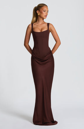 Cornelia Maxi Dress - Plum Brown Ryvelle