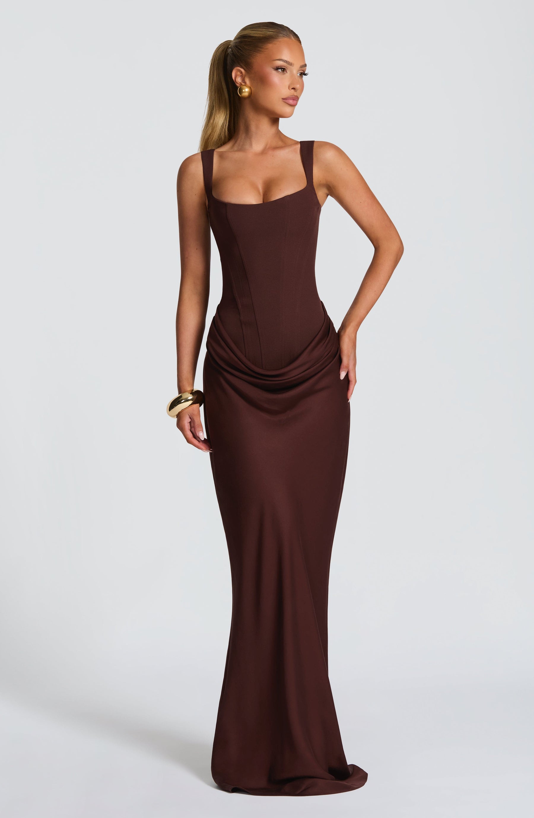 Cornelia Maxi Dress - Plum Brown Ryvelle