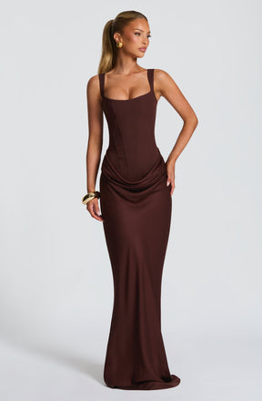 Cornelia Maxi Dress - Plum Brown Ryvelle