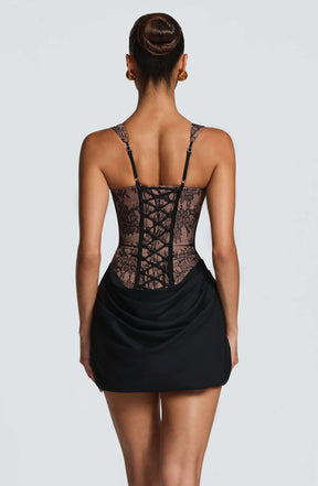 Cornelia Mini Dress - Black Lace Ryvelle