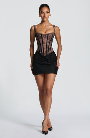 Cornelia Mini Dress - Black Lace Ryvelle