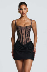 Cornelia Mini Dress - Black Lace Ryvelle