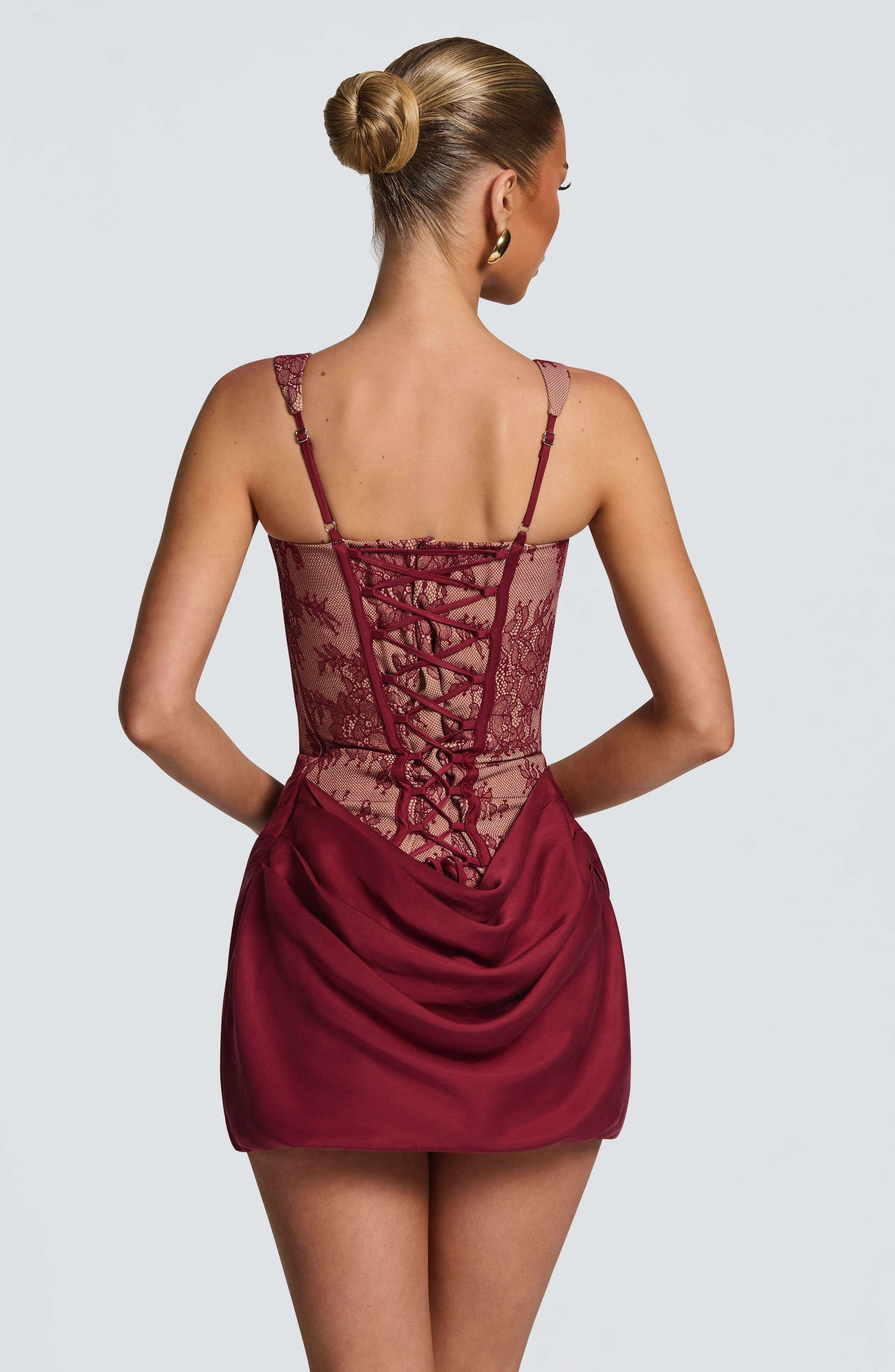 Cornelia Mini Dress - Burgundy Lace Ryvelle