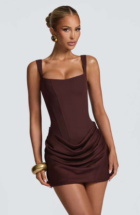 Cornelia Mini Dress - Plum Brown Ryvelle