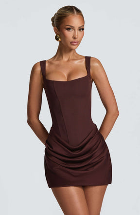 Cornelia Mini Dress - Plum Brown Ryvelle