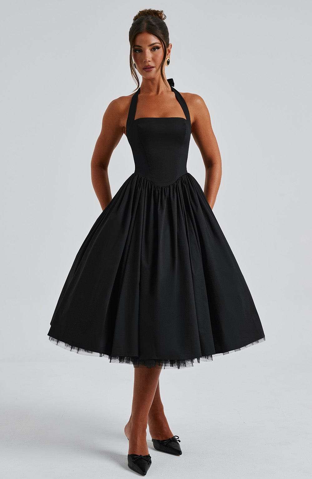 Cressida Midi Dress - Black Ryvelle
