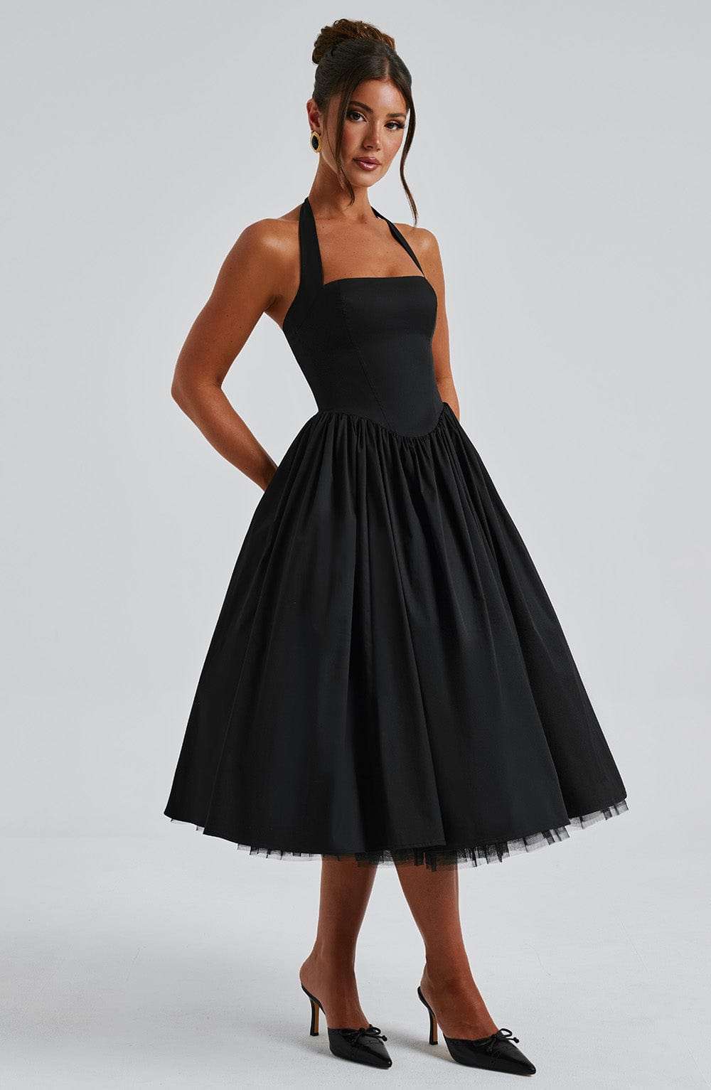 Cressida Midi Dress - Black Ryvelle